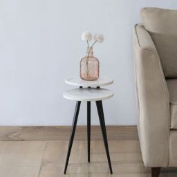 casacraft from pepperfry Galison Metallic End Table with Black Base & White Porcelain Top (Set of2)-picture-6