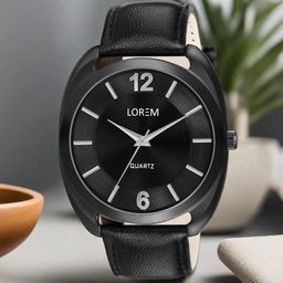 LOREM Men Brass Dial & Black Leather Straps Analogue Watch-32
