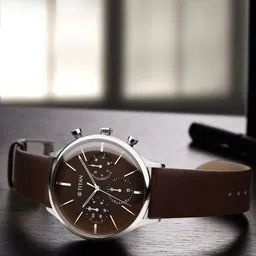Titan Men Brown Dial & Brown Leather Straps Analogue Watch-34
