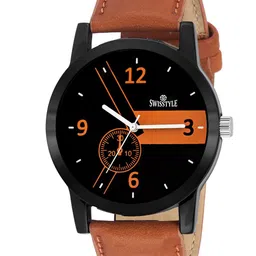 SWISSTYLE Men Brass Dial & Leather Straps Analogue Watch SS-GR825-39