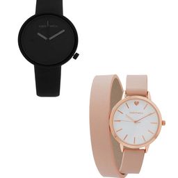 JOKER & WITCH Bonnie and Enzo Leather Straps Analogue His and Her Watches JWJCW418-26