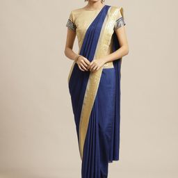 Saree mall Navy Blue & Beige Solid Saree-image-17