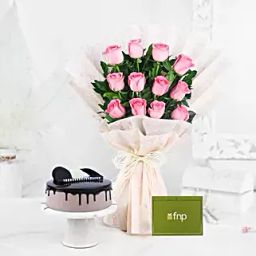 Sweet Memories Pink Roses Bouquet Chocolate Cake-26