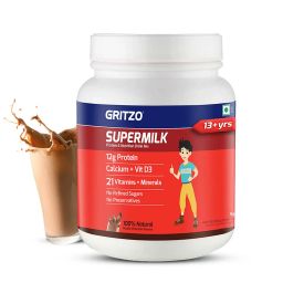 Supermilk Gritzo Overall Growth for Boy 13+ Yrs Protein & Nutrition Drink Mix,  1 kg  Double Chocolate -65