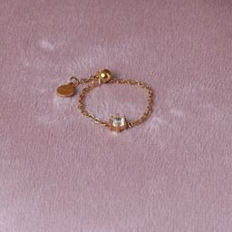 SALTY Gold-Plated Artificial-Stone Studded Adjustable Chain Linked Ring-21