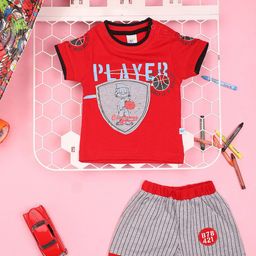 V-Mart Infants Printed Pure Cotton T-shirt with Shorts-image-84