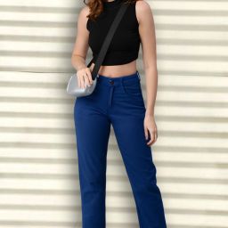 Women Relaxed Fit High Rise Dark Blue Jeans-image-86