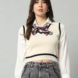BROOWL Woollen Sweater Vest With Bow-image-24