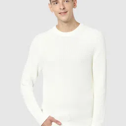 Celio Men Off-White Cable Knit Pullover-image-30