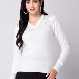 FabAlley Embellished Detail V-Neck Pullover-14