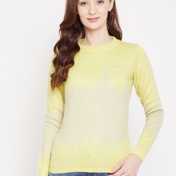 JUMP USA Women Yellow Ribbed Pullover-image-87