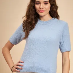 MINT STREET Fuzzy Self Design Acrylic Pullover Sweater-picture-27