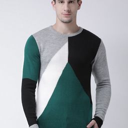 Club York Men Green & Grey Colourblocked Pullover-image-27