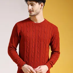 The Indian Garage Co Cable Knit Long Sleeves Acrylic Pullover Sweater-image-42