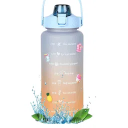HOUSE OF QUIRK Blue & Orange-Coloured Printed Water Bottle 2 L-19