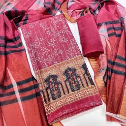KALINI Floral Digital Printed Sequined Chanderi Cotton Unstitched Dress Material-picture-22