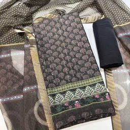 KALINI Ethnic Motifs Digital Printed Sequined Chanderi Cotton Unstitched Dress Material-picture-31