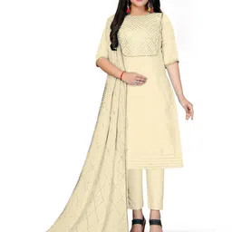 MANVAA Geometric Embroidered Gotta Patti Modal Cotton Unstitched Dress Material-picture-2