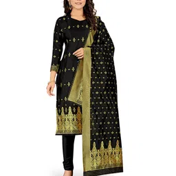 MANVAA Ethnic Motifs Woven Design Zari Unstitched Dress Material-image-50