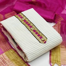 MANVAA Striped Gotta Patti Banarasi Jacquard Unstitched Dress Material-image-98