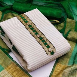 MANVAA Striped Thread Work Detailed Banarasi Jacquard Unstitched Dress Material-image-67