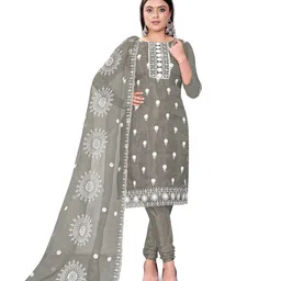 MANVAA FloralEmbroidered Organza Unstitched Dress Material-picture-29