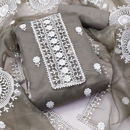 MANVAA Embroidered Organza Unstitched Dress Material-image-34