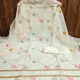 LeeliPeeri Designer Floral Embroidered Organza Unstitched Dress Material-51