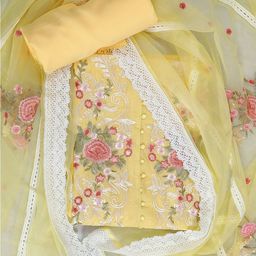 SALWAR STUDIO Floral Embroidered Organza Unstitched Dress Material-image-47