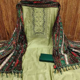 KALINI Floral Embroidered Sequinned Unstitched Dress Material-image-12
