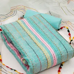 KALINI Striped Unstitched Dress Material-image-74