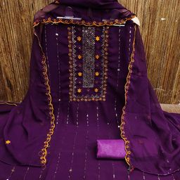 MANVAA Floral Embroidered Sequinned Unstitched Dress Material-image-49
