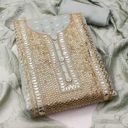 LeeliPeeri Designer Ethnic Motifs Embroidered Unstitched Dress Material-image-89
