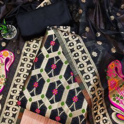 LeeliPeeri Designer Floral Woven Design Zari Unstitched Dress Material-picture-48