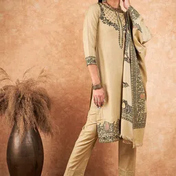 HK colours of fashion Floral Woven Design Pashmina Unstitched Dress Material-image-16