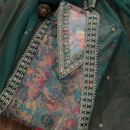 Koskii Floral Printed Sequined Unstitched Dress Material-image-63