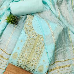 KALINI Chanderi Jacquard Silk Unstitched Dress Material-image-56