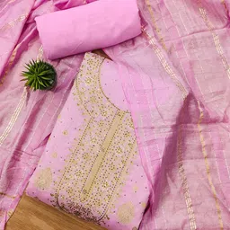 KALINI Chanderi Jacquard Silk Unstitched Dress Material-image-69