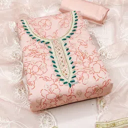 KALINI Floral Printed Beads and Stones Unstitched Dress Material-image-19