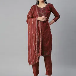 KALINI Embroidered Sequinned Unstitched Dress Material-image-38