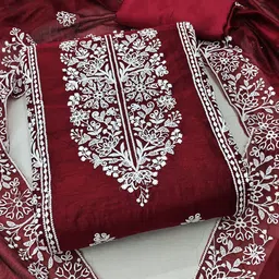 KALINI Ethnic Motifs Embroidered Unstitched Dress Material-image-90