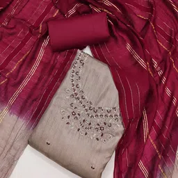 KALINI Ethnic Motifs Embroidered Sequinned Unstitched Dress Material-image-89