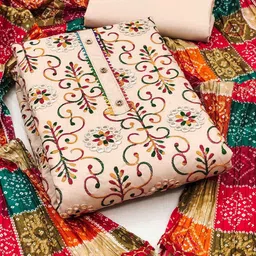 Peachmode Embroidered Unstitched Dress Material-image-61