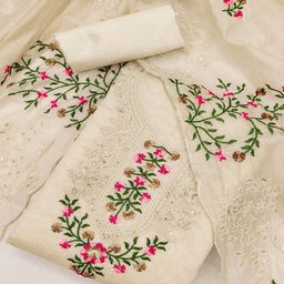 Peachmode Floral Embroidered Sequinned Unstitched Dress Material-image-49