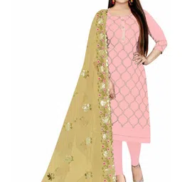 LeeliPeeri Designer Geometric Embroidered Unstitched Dress Material-image-64