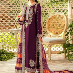 ODETTE Paisley Embroidered Semi-Stitched Dress Material-image-43