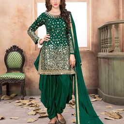 ODETTE Embroidered Semi-Stitched Dress Material-image-47