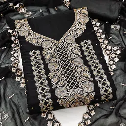 KALINI Embroidered Silk Georgette Unstitched Dress Material-image-56