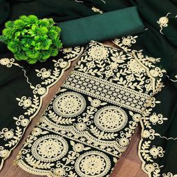 Peachmode Embroidered Silk Georgette Unstitched Dress Material-image-50