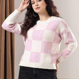 Kotty Women Checked PrintedPullover-image-91